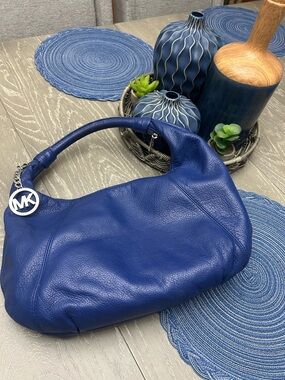 Michael Kors Royal Blue Pebbled Leather Shoulder Hobo